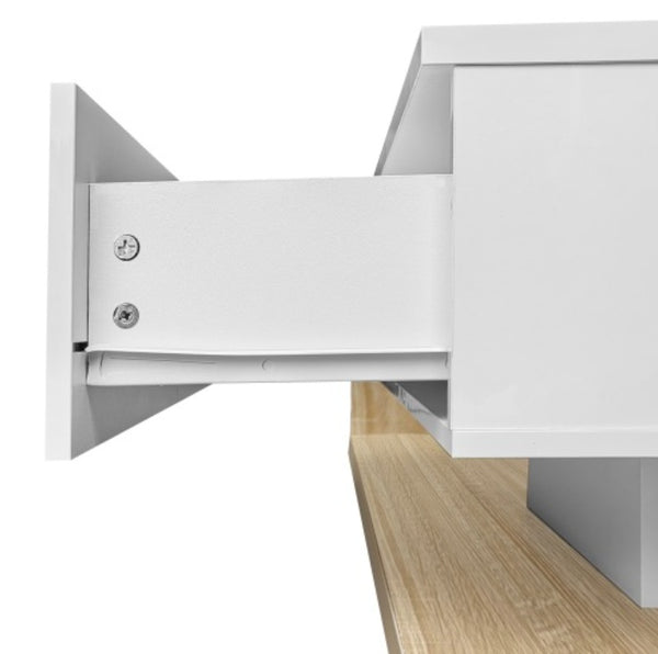 Coffee Table In High Gloss White and wood