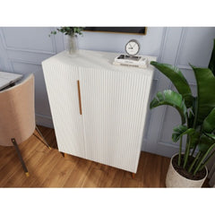 Modern White Sideboard Cabinet With Gold Handles For Kitchen, Dining Room Furniture Organizer