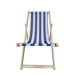 Wood Sling Chair Blue Stripe Broad Blue Stripe  Dark Blue Folding Chaise Lounge Chair