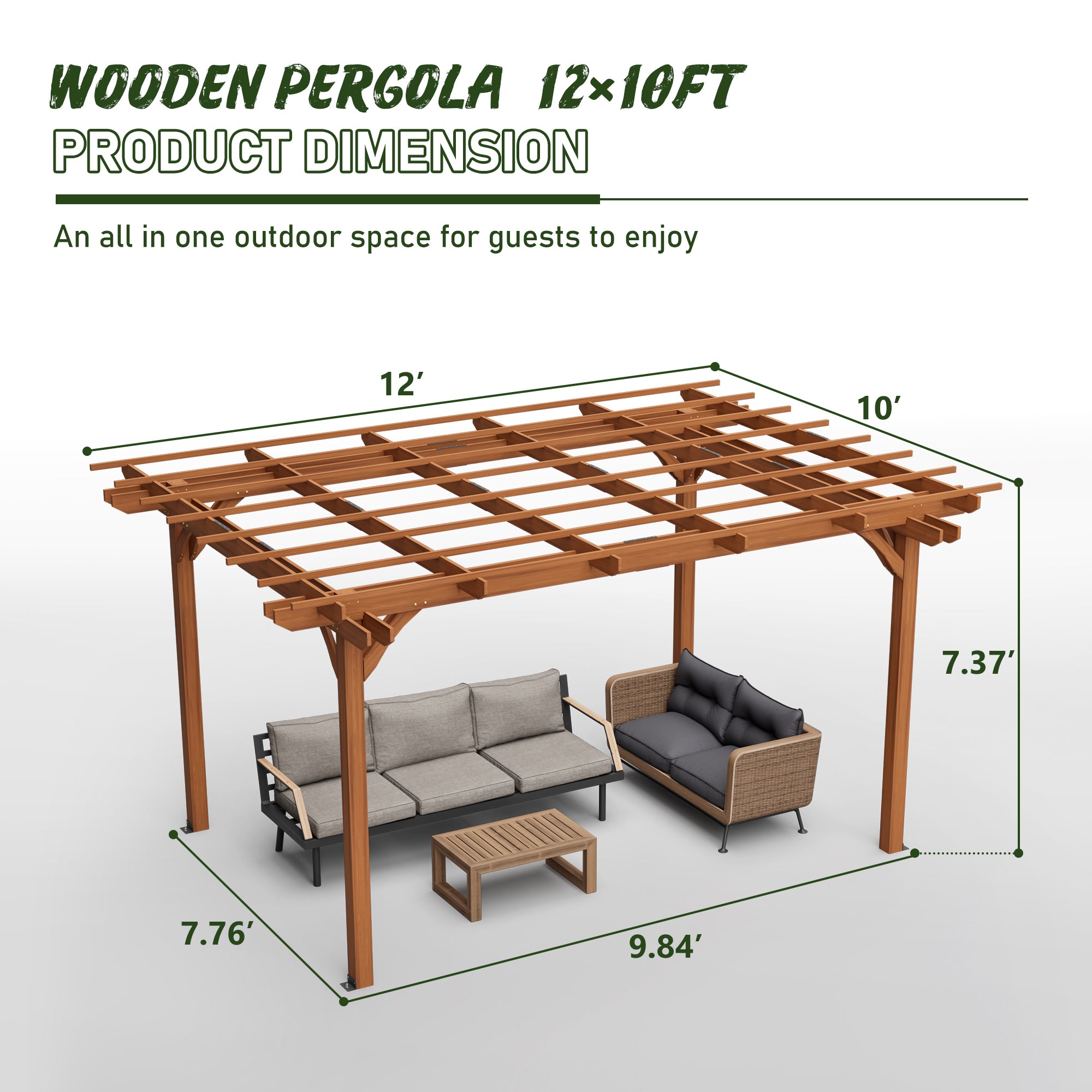 Wooden Patio Pergola Gazebo