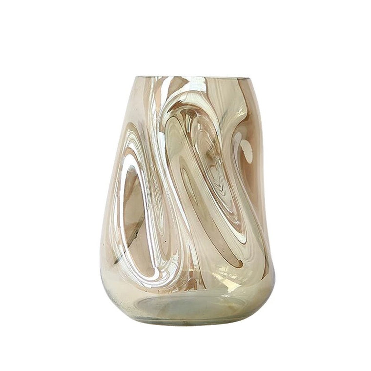 Designer Transparent Glass Vase Irregular Dining Table Vase Sample Room Decoration Colored Flower