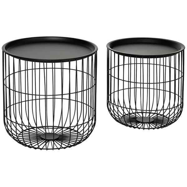 Tables with Steel Wired Basket Body and Removable Top