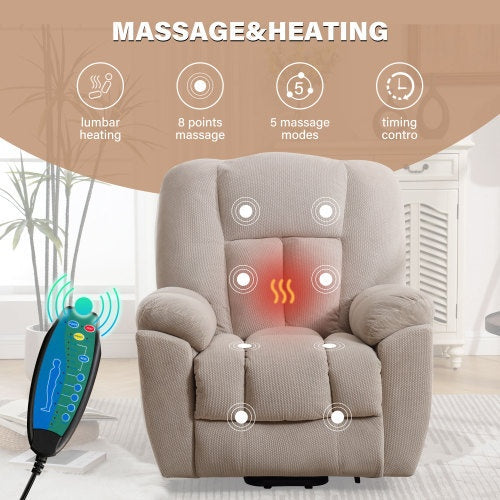 Power Lift Recliner Chair With Heat And Massage Recliner Chair For Living Room With Infinite Position And Side Pocket,USB Charge Port