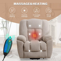 Power Lift Recliner Chair With Heat And Massage Recliner Chair For Living Room With Infinite Position And Side Pocket,USB Charge Port