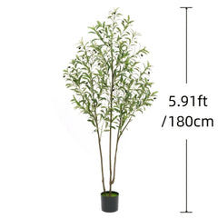 1 Artificial Olive Tree, Tall Potted Olive Tree With Flower Pot, Large Fake Olive Branches And Fruits, Suitable For Modern Living Room, Office, Indoor And Outdoor Garden Decoration