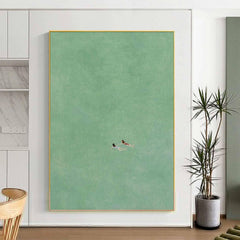 Swimming Into The Sea Green Ocean Hand Painted Oil Painting
