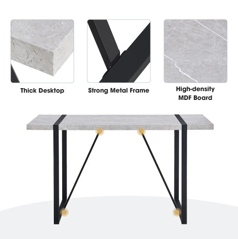 Modern Dining Table Rectangular Dinner Table, Easy Assembly,