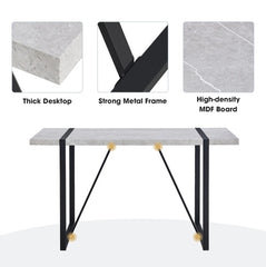 Modern Dining Table Rectangular Dinner Table, Easy Assembly,