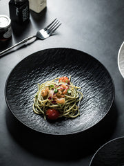 Homemade Underglaze Ceramic Stone Pattern Round Deep Plates