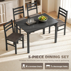 Farmhouse Dining Table Set With Upholstered Chairs