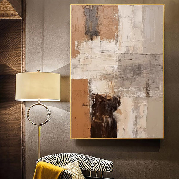 Large Abstract Handmade Painting Brown Textured Wall Art