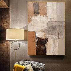 Large Abstract Handmade Painting Brown Textured Wall Art