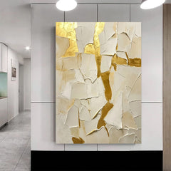 Unique Gift Wedding Decoration Hand Painted Abstract Gold Foil Oil Painting On Canvas Wall Art Picture For Living Room Bedroom