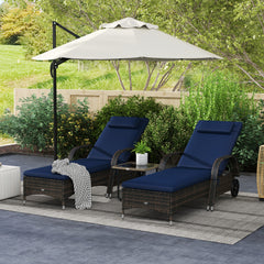 2 Reclining Chaise Lounge Chairs, Rolling Outdoor Chairs With Cushion