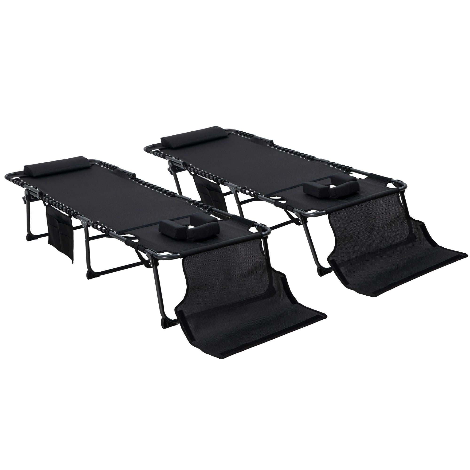 2 Piece Folding Chaise Lounge Pool Chairs with 5-level Reclining Back