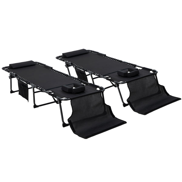 2 Piece Folding Chaise Lounge Pool Chairs with 5-level Reclining Back