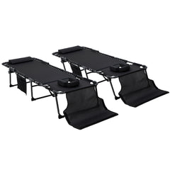 2 Piece Folding Chaise Lounge Pool Chairs with 5-level Reclining Back