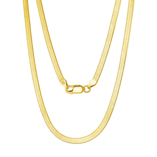 Sleek Elegant High Quality Gold Plated Herringbone Chain Necklace