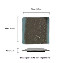 Square Plate Colored Glaze Plate Dish Barbecue Ceramic Plate