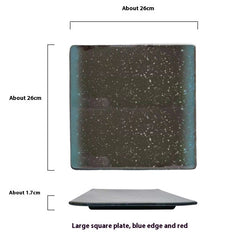 Square Plate Colored Glaze Plate Dish Barbecue Ceramic Plate