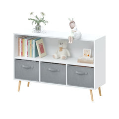 Fiberboard Children's Bookshelf With Foldable Fabric Drawers
