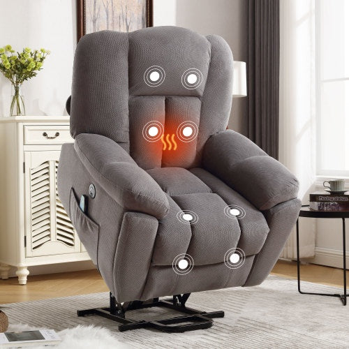 Power Lift Recliner Chair With Heat And Massage Recliner Chair For Living Room With Infinite Position And Side Pocket,USB Charge Port