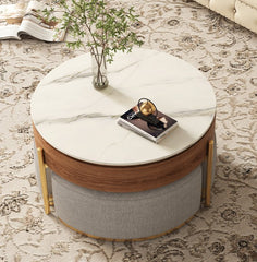 Nesting Coffee Table With Storage & 3 Stools