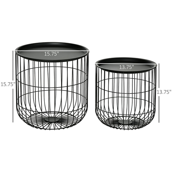 Tables with Steel Wired Basket Body and Removable Top