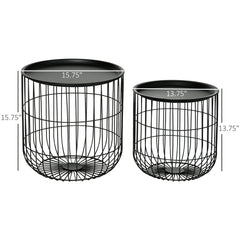 Tables with Steel Wired Basket Body and Removable Top