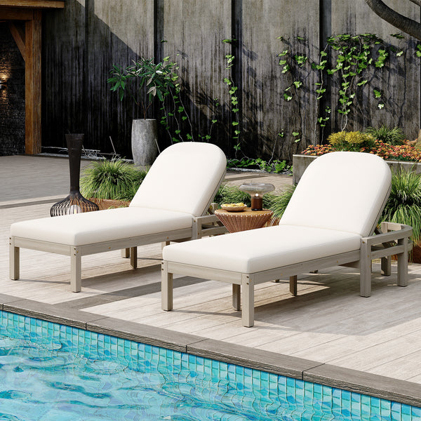 Premium Acacia Wood Patio Recliners With Arched Backrest
