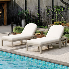Premium Acacia Wood Patio Recliners With Arched Backrest