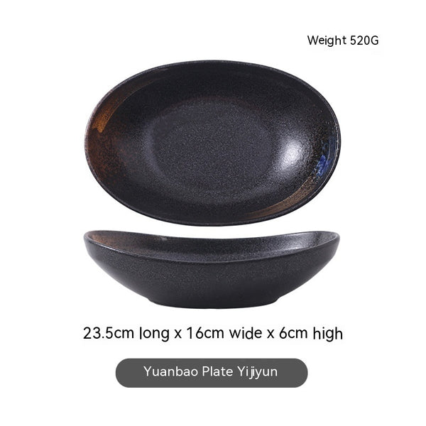 Japanese-style Ceramic Salad Dish Deep Plates Oval