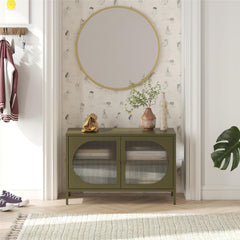 Luna Wide 2-Door Accent Cabinet With Fluted Glass