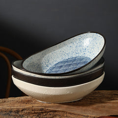 Japanese-style Ceramic Salad Dish Deep Plates Oval