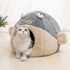 Cute Animal Cat Accessory Furniture Balloonfish-shaped House