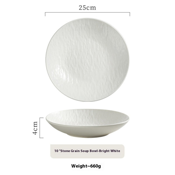 Homemade Underglaze Ceramic Stone Pattern Round Deep Plates