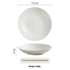 Homemade Underglaze Ceramic Stone Pattern Round Deep Plates