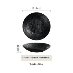 Homemade Underglaze Ceramic Stone Pattern Round Deep Plates