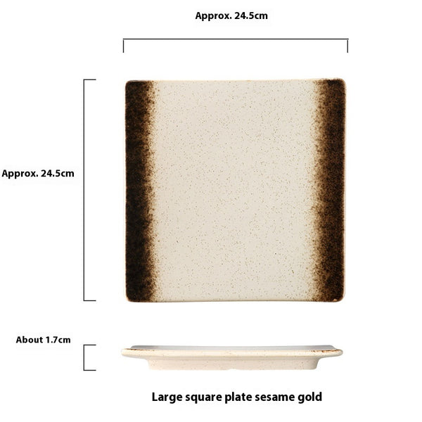 Square Plate Colored Glaze Plate Dish Barbecue Ceramic Plate