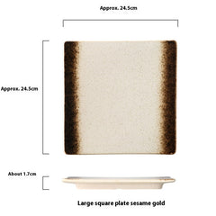 Square Plate Colored Glaze Plate Dish Barbecue Ceramic Plate