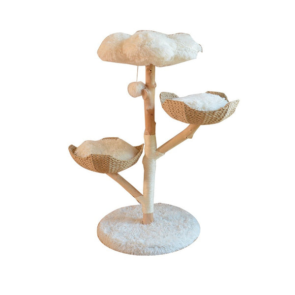 Cat Climbing Solid Wood Rattan Scratching Tree
