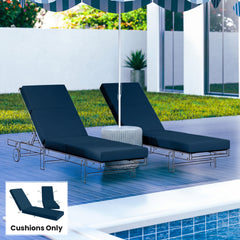 Set of 2 Chaise Lounge Cushion, 4" Thick Outdoor Lounge Chair Cushions with Ties for Patio, 21" x 72 ", Navy Blue