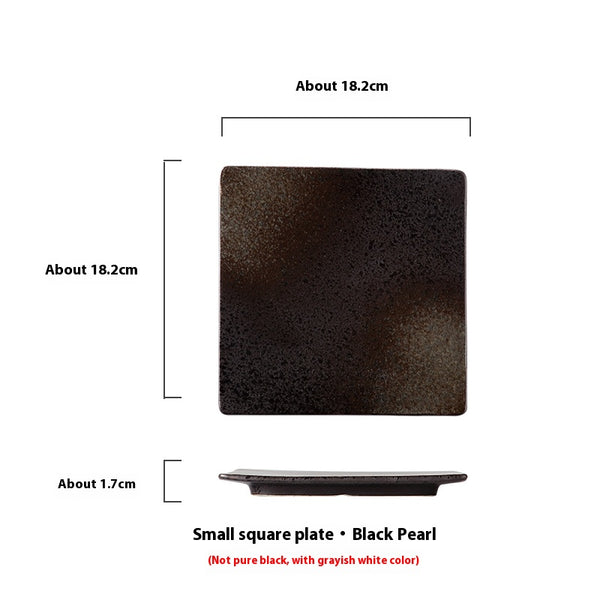 Square Plate Colored Glaze Plate Dish Barbecue Ceramic Plate