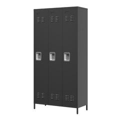 3 Door Metal Lockers With Lock For Employees,Storage Locker Cabinet  For Home Gym Office School Garage,Black