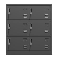 6-Door Employee Storage Locker, Metal Lockers For Office, Gym, School, And Homewith Card Slot Black