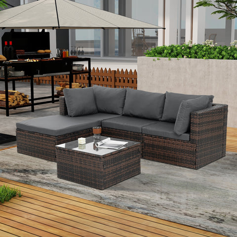 Patio Furniture, Outdoor Furniture, Seasonal PE Wicker Furniture, 5 Set Wicker Furniture