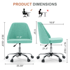 Modern Fabric Armless Adjustable Swivel Office Desk Chairs With Wheels
