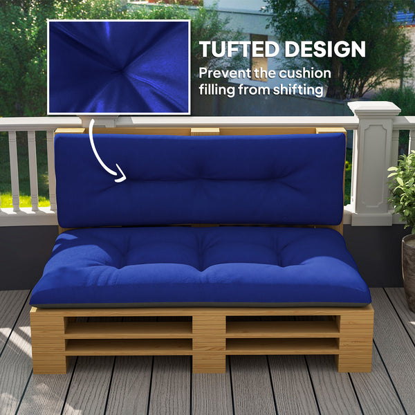 2 Seater Pallet Cushions Outdoor 3.9" Thick Replacement Cushions - Tufted Design for Garden, Patio, Navy Blue