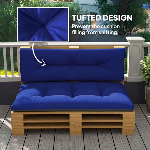 2 Seater Pallet Cushions Outdoor 3.9" Thick Replacement Cushions - Tufted Design for Garden, Patio, Navy Blue