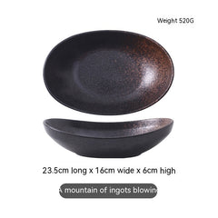 Japanese-style Ceramic Salad Dish Deep Plates Oval